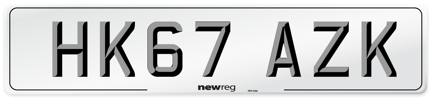 HK67 AZK Number Plate from New Reg